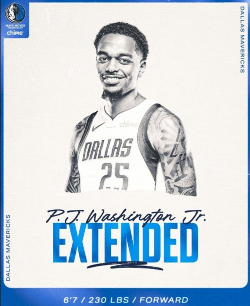 4年9000万！独行侠官宣提前续约华盛顿 将有6个月交易限制期